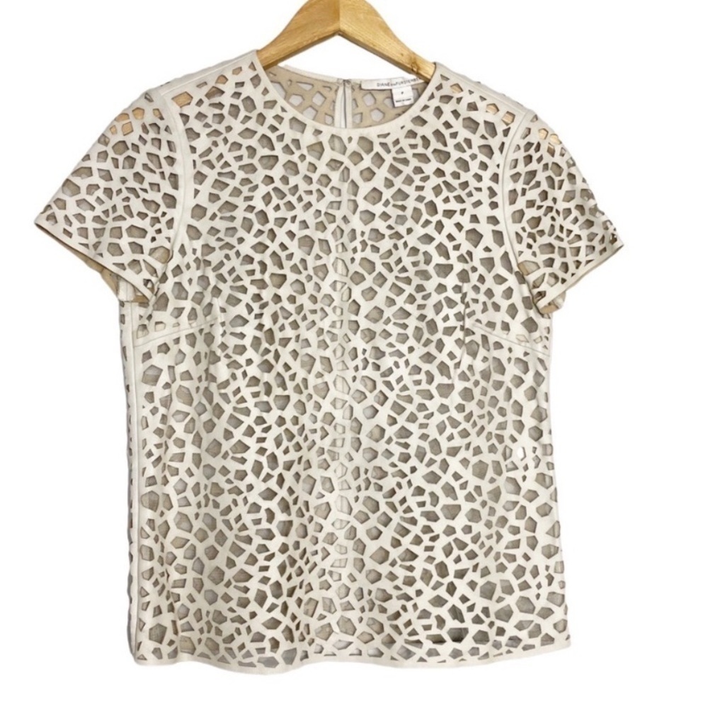 DVF Sade Laser Cut Leather Top